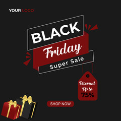 Editable Black Friday Sale banner design template vector illustration. Social media post design for Black Friday Sale. Advertising, promotional banner in black friday