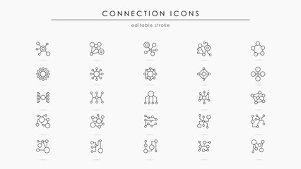 Connection thin line icon set. Connect vector. Data network concept