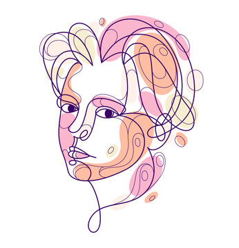 recommend clip art: Woman beauty face vector linear illustration, delicate line art of attractive girl portrait, abstract feminine drawing minimal style isolated.