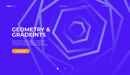 Minimal landing page template. Geometric shapes composition.