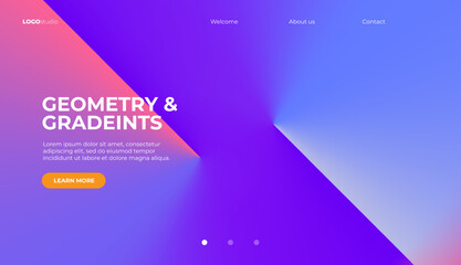 Minimal landing page. Gradient shapes composition. Vector illustration. - obrazy, fototapety, plakaty