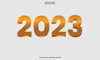 Gold 2023 3D Editable text effect vector