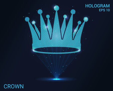 Hologram crown Holographic projection crown. A shimmering stream of particle energy. Scientific design of the king.