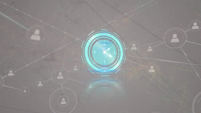 Animation of clock moving over network of connections
