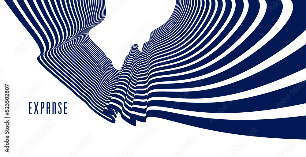 Poster 3d abstract lines in perspective vector background, modern trendy design element, cool style layout 