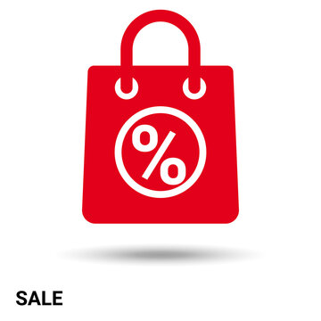 Sale. A bag with percentages on a light background. Vector illustration