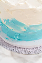 Obraz premium Mermaid themed 3 layer vanilla cake