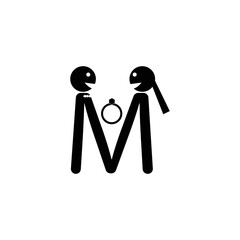 Letter M and and ring icon. Two people holding hands sign Married illustration