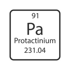 Protactinium symbol. Chemical element of the periodic table. Vector illustration.