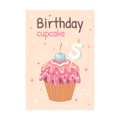 Cupcake vector illustrations with text. Food and dessert concept for flyers and brochures design. Sweets poster
