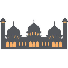 Mosque Dark Black Color With Orange Window Light