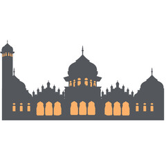 Mosque Dark Black Color With Orange Window Light