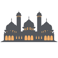 Mosque Dark Black Color With Orange Window Light