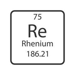 Rhenium symbol. Chemical element of the periodic table. Vector illustration.