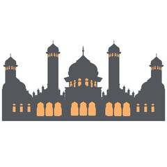 Mosque Dark Black Color With Orange Window Light