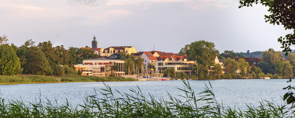 Obraz premium Panorama skyline of the picturesque village Ratzeburg in Schleswig-Holstein in Germany