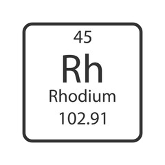 Rhodium symbol. Chemical element of the periodic table. Vector illustration.