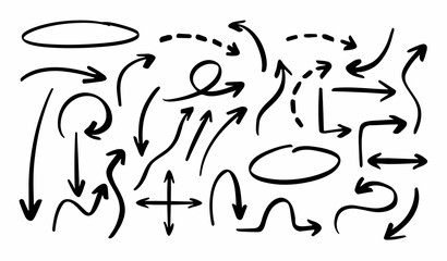 Hand drawn vector arrows icon set