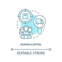 Human capital turquoise concept icon. Startup consulting sphere abstract idea thin line illustration. Collective resources. Isolated outline drawing. Editable stroke. Arial, Myriad Pro-Bold fonts used