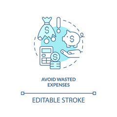 Avoid wasted expenses turquoise concept icon. Startup consulting sphere abstract idea thin line illustration. Isolated outline drawing. Editable stroke. Arial, Myriad Pro-Bold fonts used