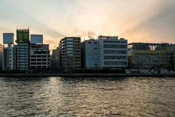 東京の風景：両国からの夕焼け