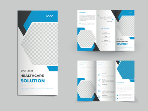 Modern medical healthcare trifold brochure design template for marketing agency