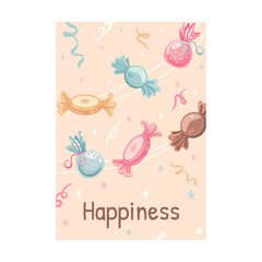 Candies, donuts, ice cream, cupcake vector illustrations with text. Food and dessert concept for flyers and brochures design. Sweets poster