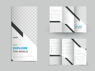 Business trifold brochure design template for travel agency