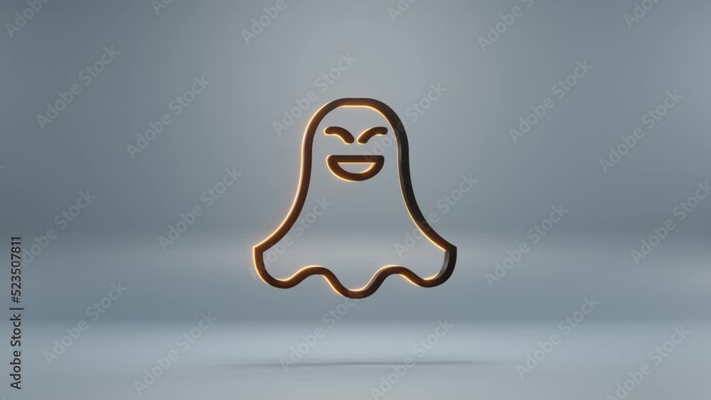 Leinwandbilder beautiful abstract animation halloween, black ghost with orange light symbol on a blue background . 