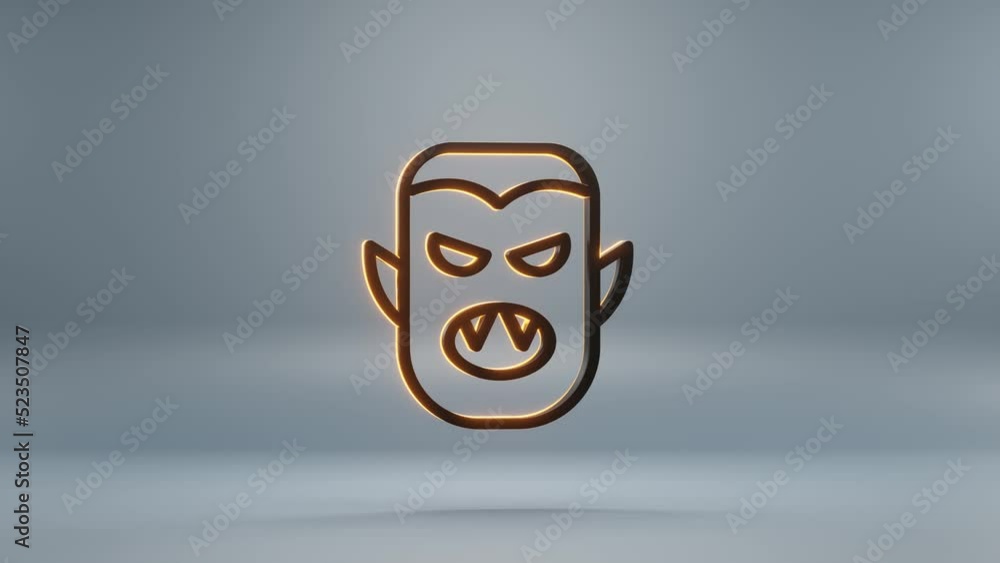 Aufkleber Beautiful abstract animation Halloween, black Vampier with orange light  symbol on a blue background . 3d rendering illustration. Background pattern for design. Halloween day. Loops video.