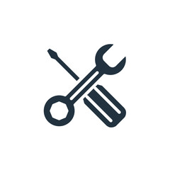 Wrench and screwdriver icon in trendy flat style isolated on white background.  repair symbol for web and mobile apps.