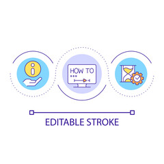 Concise education video loop concept icon. Online courses. Relevant and actual information abstract idea thin line illustration. Isolated outline drawing. Editable stroke. Arial font used