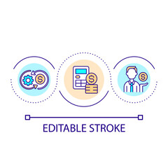 Business costs calculation loop concept icon. Finances management. Expenses control abstract idea thin line illustration. Isolated outline drawing. Editable stroke. Arial font used