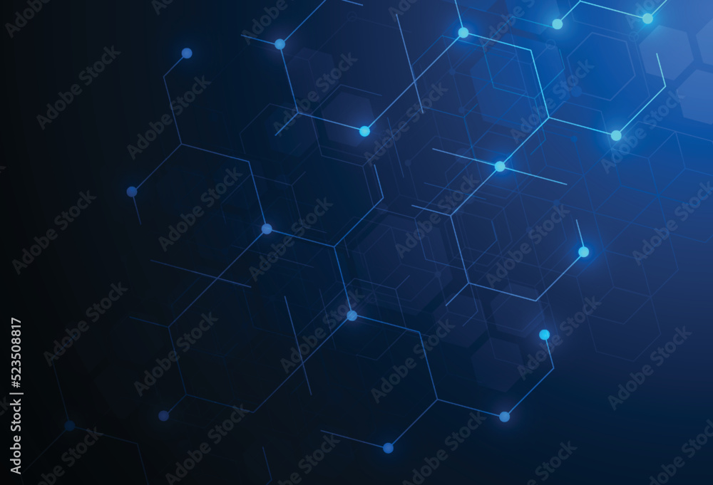 Poster abstract digital background with technology dot and line connection design. communication and engine