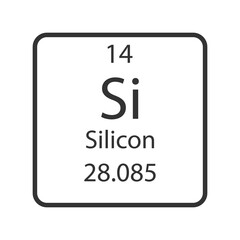 Silicon symbol. Chemical element of the periodic table. Vector illustration.