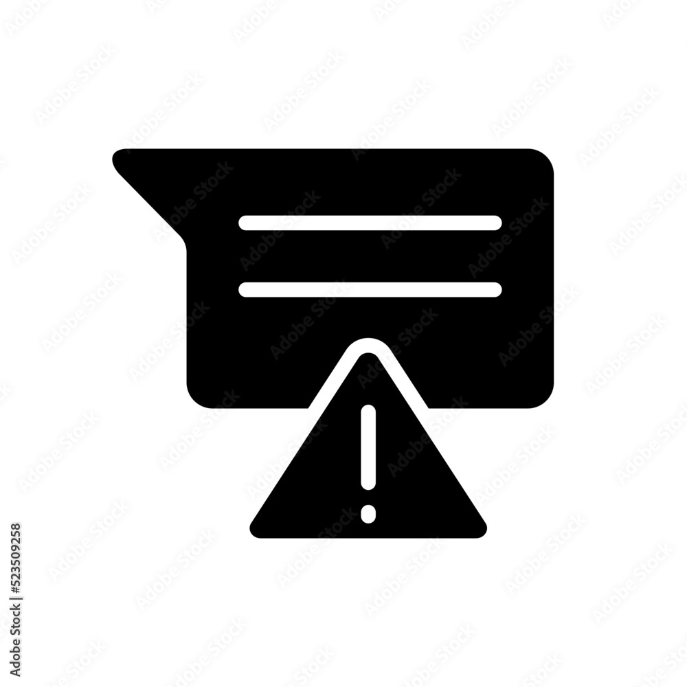 Aufkleber message is not sent black glyph icon. communication failure. messenger error. dialogue and interacti