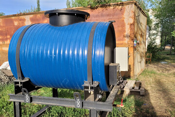 Metal mobile mini gas station for diesel fuel and diesel fuel.