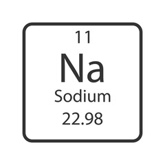 Sodium symbol. Chemical element of the periodic table. Vector illustration.