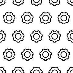 Vector outline gear icon seamless pattern. Initiator cog, machine gear. EPS 10 illustration.