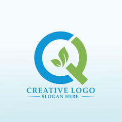hemp energy vector logo design idea letter Q