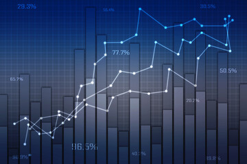 Business Growth graph on technology background, Futuristic raise arrow chart digital transformation abstract technology background. Big data and business growth currency stock and investment economy
