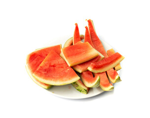 Pile of potato peel isolated on white background