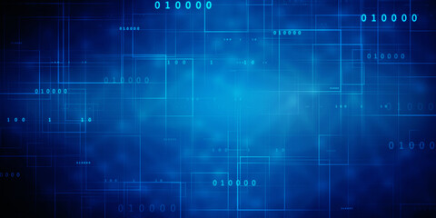 Binary Code Background, Digital Abstract technology background, flowing number one and zero text in binary code format in technology background. Internet Big data Concept