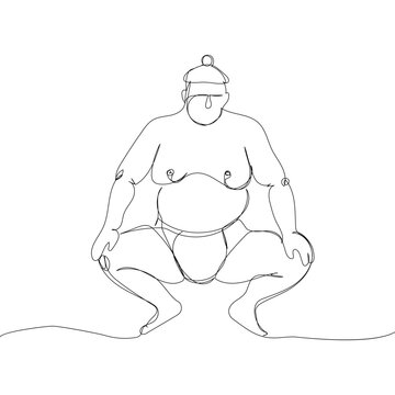 recommend clip art: Sumo, japanese wrestler one line art. Continuous line drawing japan, fight, obesity, big man, person, pre-fight greeting, athlete, training, form, sport.