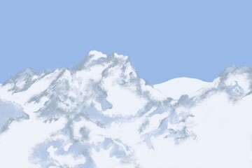 Illustration of beautiful mountains in winter