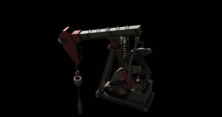 Image of oil pump working over black background