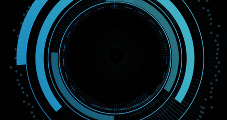 Image of shield on computer screen in processing circle on black background