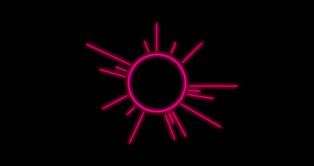 Image of glowing pink circle with lines over black background