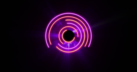 Image of glowing pink and purple circles over black background