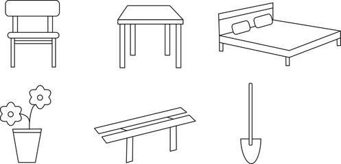 set of furniture icons